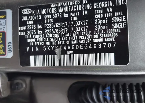 2014 Kia Sorento Lx from USA, damaged, VIN 5XYKT4A60EG493707